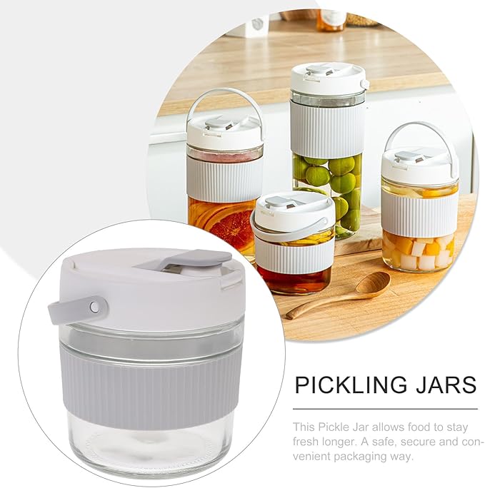 Hemobllo Thickened 900ml Fermenting Jar with Lid Gray Pickling Jar Sealing Container for Kimchi Sauerkraut Vegetable Storage and Wine Brewing