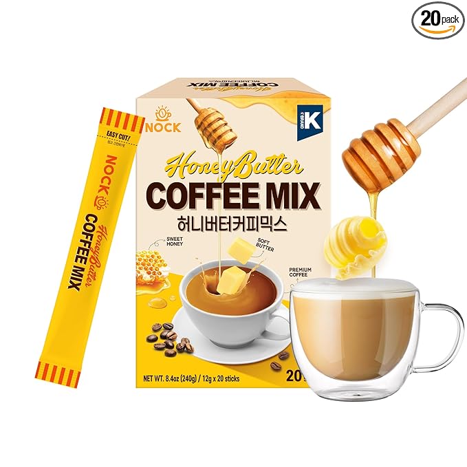[Nokchawon] Honey Butter Coffee Mix, Sweet & Creamy Korean Instant Latte, Unique Gourmet Flavor for Office & Travel, 20 Sticks