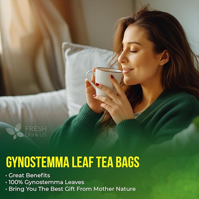 FreshDrinkUS, Premium Gynostemma Tea Bags (Jiaogulan) | 135 Count | Naturally Smooth & Earthy Caffeine-Free Herbal Tea – Plant-Based Tea Bags for Daily Enjoyment. Caffeine Free, Sugar Free. Vegan
