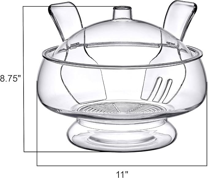 Amazing Abby - Ice Bed - Acrylic 5-Quart Salad Bowl with Built-in Ice Base and Lid, Plastic Clear Serving Bowl with Integrated Servers, Keeping Salad Cold and Fresh for Party, Picnic, Outdoor Dining