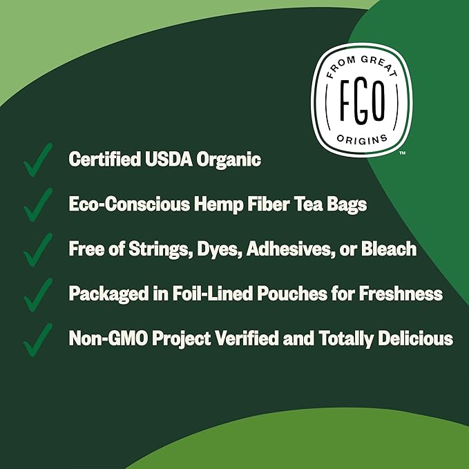 FGO Organic Nettle Leaf Tea, 100 Count, Eco-Conscious Tea Bags, Caffeine Free, Resealable Bag, Packaging May Vary (Pack of 1)