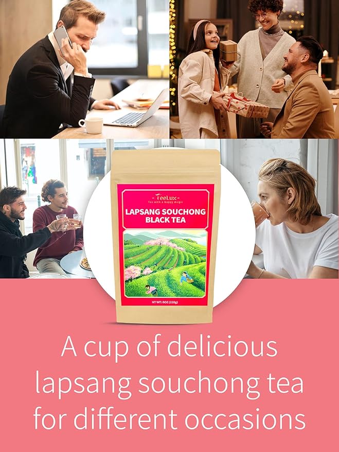 TeeLux Lapsang Souchong Tea, Premium Black Tea Loose Leaf, Chinese Smoked Tea, Caffeinated, 8oz/228g