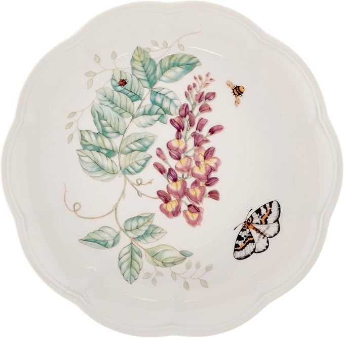Lenox Dinnerware Set, Butterfly Meadow 18-Piece Set, Service For 6, White Porcelain, Butterfly And Flower Designs, Plates And Bowls Sets, Dishwasher Safe, Home & Kitchen (Assorted, 18 Pieces)
