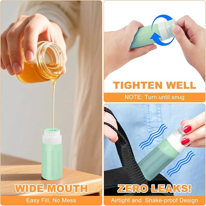 Seropy Condiment Squeeze Bottles for Sauces, Salad Dressing Container to Go, Small Silicone Squeeze Bottles, Condiment Containers Dispenser for Ketchup Hot Sauce, Orange/Green/Pink/Blue 3 Oz