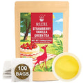 WT WEETEE Strawberry Vanilla Green Tea Bags 100 Count - Smooth & Decadent Dessert-Inspired Blend - Zero Calorie, Rich Antioxidants - Refreshing Iced or Hot