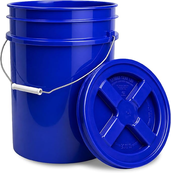 ePackageSupply 5 Gallon Bucket - Food Grade Bucket with Airtight Gamma Seal Screw-On Lid, BPA-Free, Heavy-Duty 90 Mil HDPE Plastic, Bulk Storage, Durable Container, Made in USA, Blue/Blue, 1 Pack