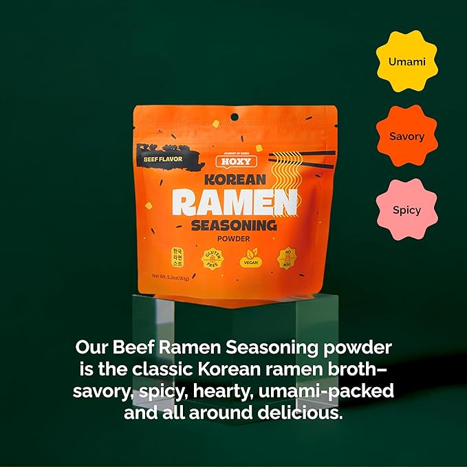 HOXY Journey of Korea "Korean Ramen Seasoning" | Gluten Free, Vegan, No-MSG | Premium Finest Ramen Seasoning Powder | 5.3oz (Beef)