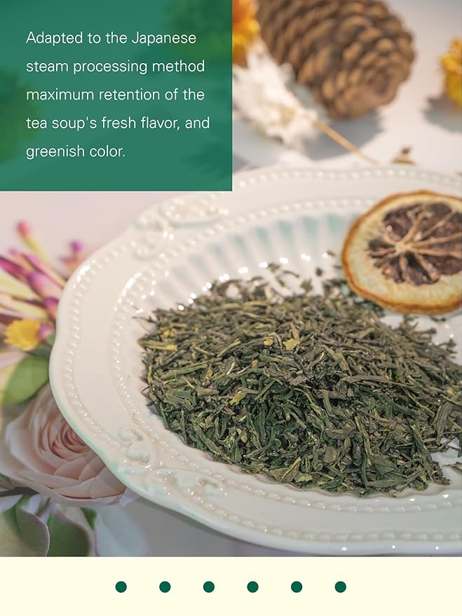 GLDNT Organic Sencha Tea, Shade Grown Gyokuro Green Tea Loose Leaf, Steamed Sencha Green Tea, Smooth & Refreshing Flavor, 3.5oz