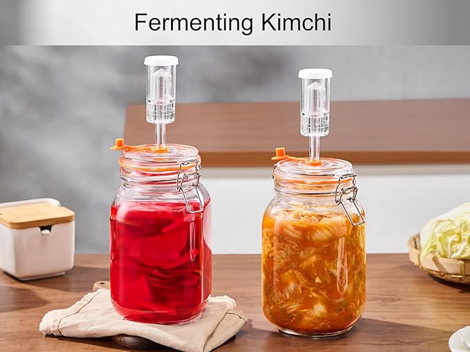 Fermentation Jar, 1.5 Liters Glass Fermenting Jar for Making Sauerkraut, Kimchi, Pickles, Mead, Cider & More, Pack of 2