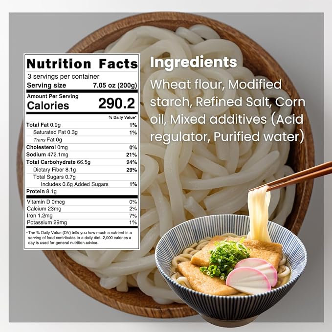 Unha’s Japanese Sanuki Fresh Udon Noodles, Jumbo Chewy Noodles, No Soup Included, Quick and Easy, 22 oz (200g × 3 Packs) Pack of 2