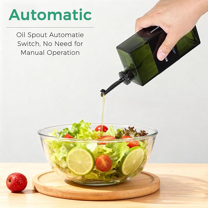 WISIMMALL Olive Oil Dispenser Bottle For Kitchen, 17OZ UV-Blocking Oil And Vinegar Dispenser Set Of 2, Soy Sauce Cooking Oil Dispenser with 2 Stainless Steel Pourers & 44 Labels