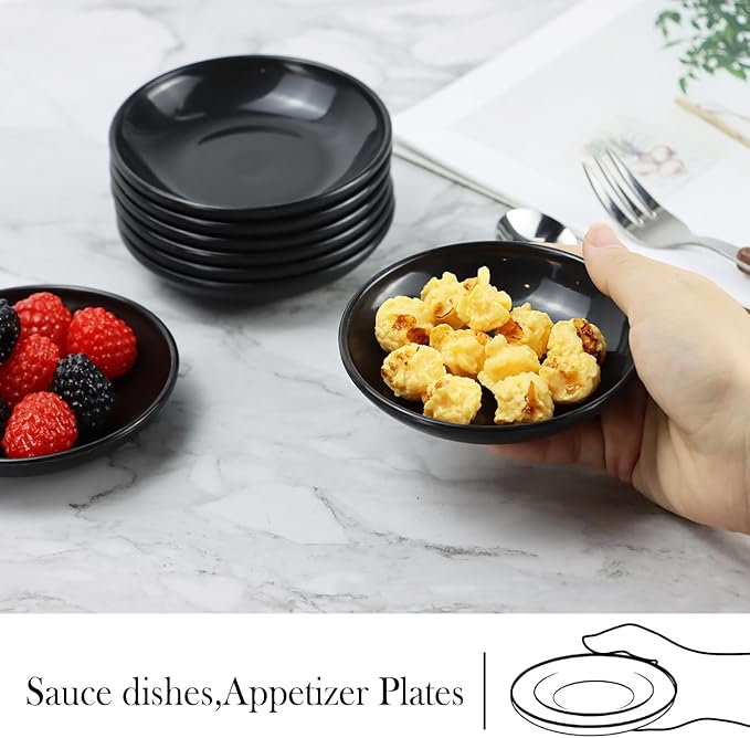 PYRMONT Unbreakable Soy Sauce Bowls Wheat Straw Dipping Bowls 2 Oz Small Dipping Sauce Bowls Set of 8 Dishwasher & Microwave Safe Condiment Bowls for Side Dishes,Salsa,Ketchup Mini Bowls-Black