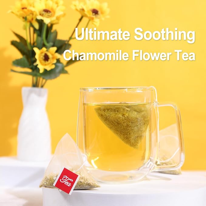 FullChea - Chamomile Tea bags, 50 Teabags, 1.5g/bag - Pure & Natural Chamomile Flower Herbal Tea for Relaxation - Non-GMO - Caffeine-free - Support Digestion & Boost Immune System (Pack of 2)