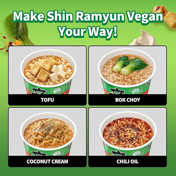 Nongshim Shin Ramyun Vegan, 2.64 Ounce, Pack of 6