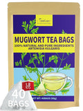 TeeLux Mugwort Tea Bags, 40 Count, Natural Mugwort Leaves, Caffeine Free, Biodegradable Corn Fiber Pyramid Tea Bags