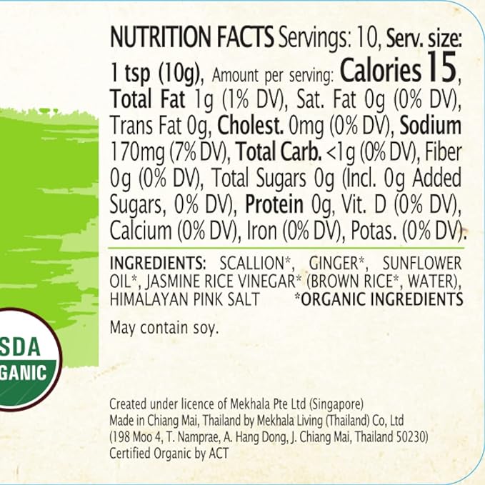 Mekhala Organic Gluten-Free Ginger Scallion Paste for Cooking| Asian Vegan Plant Based Sauce for Marinade, Stir Fry, Vegetables- 3.53oz (Pack of 1)