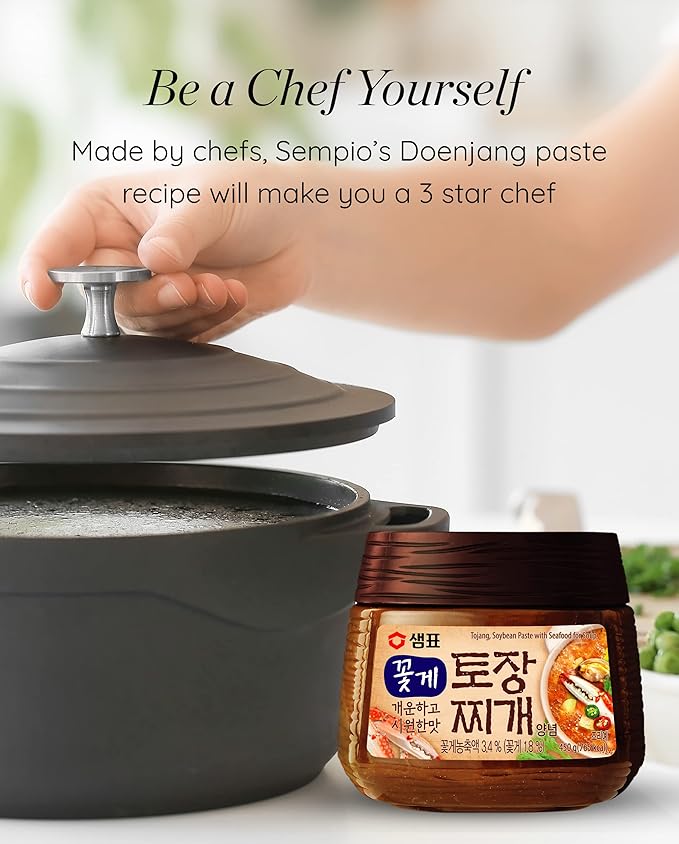 Sempio Doenjang: Traditional Korean Soybean Paste with Tojang & Seafood, Premium Deeply Savory Fermented Soup Base for Jjigae, Non-GMO (15.9oz/450g)