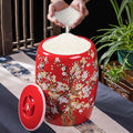 Large Ceramic Jar For Rice Ceramic Rice Bucket Ceramic Rice And Grain Storage Container With Lid Rice Containe Rice Storage Bins Rice Storage Box for Flour/Coffee/Nuts/Tea Moisture-Proof(Red,Capacity: