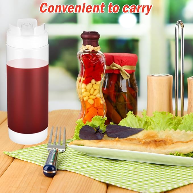 4 Pcs Kitchen Squeeze Bottle, 32 Oz Drizzle Bottle for Sauces & Dressings, No Drip Self-Sealing Mayonnaise Squeeze Bottles, Inverted Refillable Condiment Dispenser for Restaurant, White