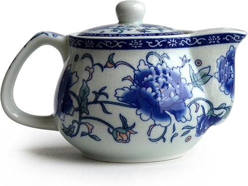 Teapot 260ml Blue White Peony Flower Porcelain Kettle Stainless Infuser (Mudan Flower 260ml)