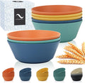 PYRMONT Large Cereal Bowls 36 OZ Wheat Straw Bowls Set of 8 Alternative Plastic Bowls Reusable Microwave & Dishwasher Safe Unbreakable Bowls for Salad Kitchen Bowls for Serving,Camping,RV-Multi