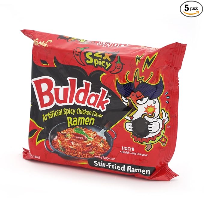 Samyang Buldak Hot Chicken Spicy Ramen Korea Instant Packaged Noodles,4.94 oz,2x Spicy,5 Pack
