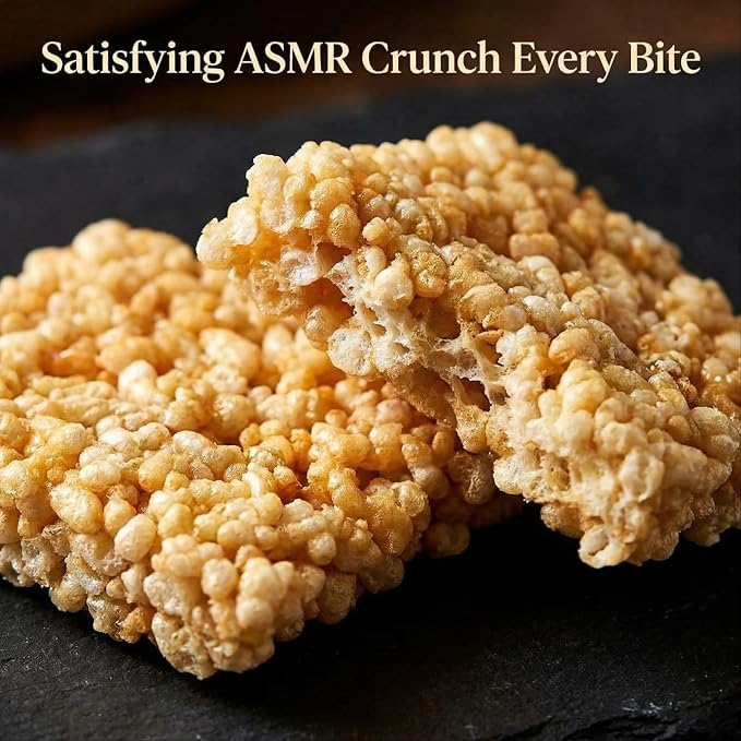Korean Pop Rice Crackers Unsweetened Plain Nurungji Pop (찹쌀누룽지-무설탕) – Crispy Glutinous Rice Snack, Healthy Roasted, ASMR Texture, Individually Packed (Unsweetened Plain Nurungji Pop - 10.2oz (288g))