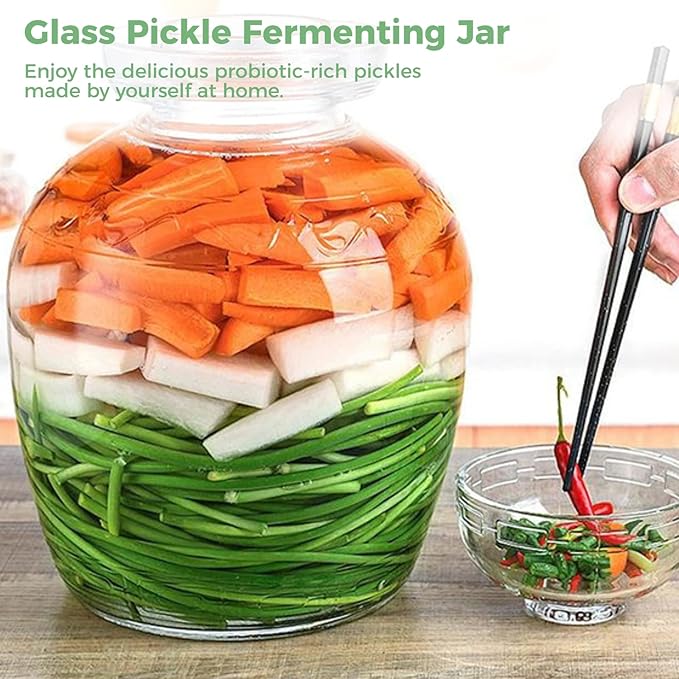 1.5L/2.5L/4.5L Glass Fermenting Jar, Large Capacity Sealed Pickle Jar, (C 4.5L/158oz)