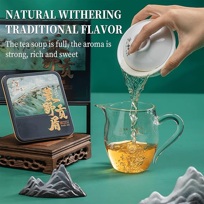 Organic White Tea Cake Gift Set – 6 Cakes, 6.34oz (180g) – Premium Yunnan Ancient Tree White Tea, 2023 Harvest – Easy-Break Mini Tea Bricks for Home, Office, Travel