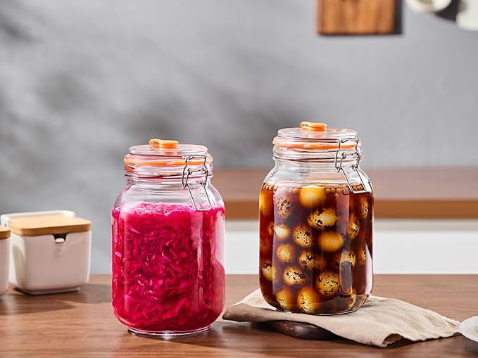 Fermentation Jar, 1.5 Liters Glass Fermenting Jar for Making Sauerkraut, Kimchi, Pickles, Mead, Cider & More, Pack of 2