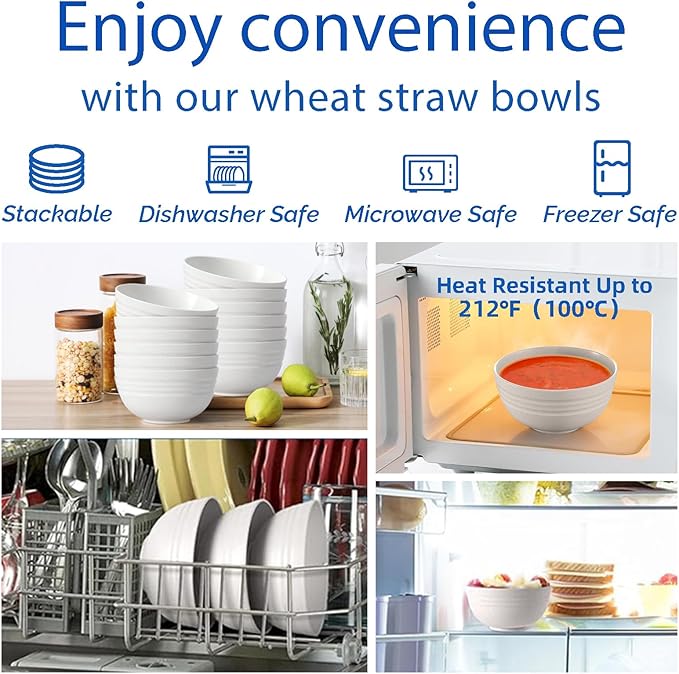 Homestockplus 【Non Ceramic】 68 Oz Salad Bowls,Large Serving Bowls 6 Pcs Unbreakable Ramen Bowl for Salad,Soup,Ramen,Noodle,Oatmeal,Snack Apply to Kitchen, Freezer,Dishwasher & Microwave Safe