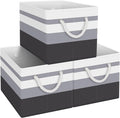 Fab totes Storage Bins [14-Pack], Foldable Storage Baskets for Organizing Toys, Books, Shelves, Closet, Large Storage Box with Rope Handles, Sturdy Organizer Bins, White & Black