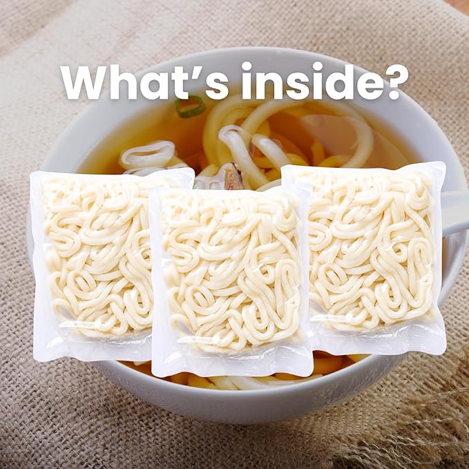 Unha’s Japanese Sanuki Fresh Udon Noodles, Jumbo Chewy Noodles, No Soup Included, Quick and Easy, 22 oz (200g × 3 Packs) Pack of 1