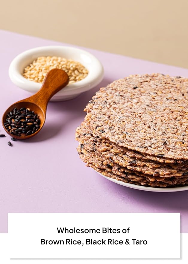 Korean Food Misillan Crispy Black Rice & Taro Chips – Oven-Baked Korean Nurungji Snack, Light & Crunchy Texture, 10 Packs (0.7 oz Each, 7 oz Total)