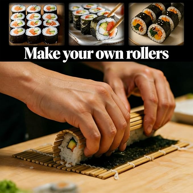MIUQILAIY 9.5"x9.5"Bamboo Sushi Rolling Mat,kimbap roller(4 PCS)