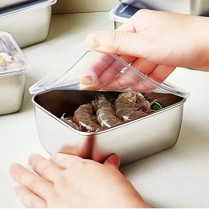6Pcs Large Stainless Steel Food Containers with Lids,Leakproof Meal Prep Containers,Airtight Kimchi Containers Reusable,Stackable/Oven/Dishwasher/Freezer Safe