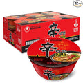 Nongshim Shin Ramyun Bowl Noodles, Spicy Korean Signature Instant Ramyun, Rich Beef Flavored Broth, Quick and Easy, Microwaveable Bowl, 3.03 oz (Pack of 12)