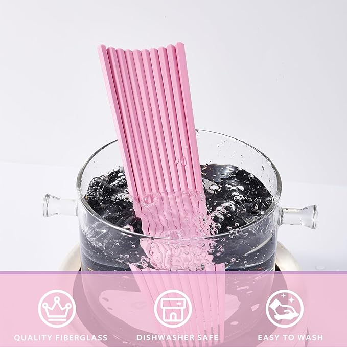 10 Pairs Fiberglass Chopsticks Non-Slip Tips, Dishwasher Safe & Reusable Japanese Korean Chopsticks for Sushi Ramen, 9.63 inch/24.5cm Chop Sticks for Family Restaurant - Pink