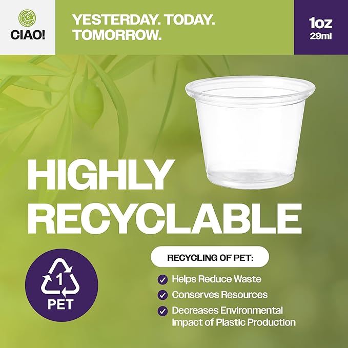 CIAO! 1OZ PP Clear Portion Cup,Lids Sold Separately (Case of 2,500)