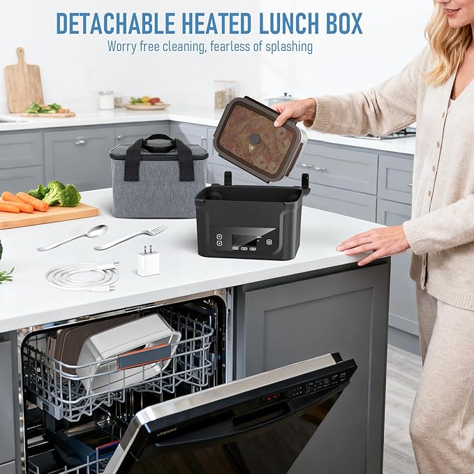 2026 Upgraded Cordless Electric Lunch Box for Adults, 20,800mAh Rechargeable Heated Lunch Box with Even Heating, XL 6.3 Cup Self-Heating Lunch Box for Construction, Office & Travel