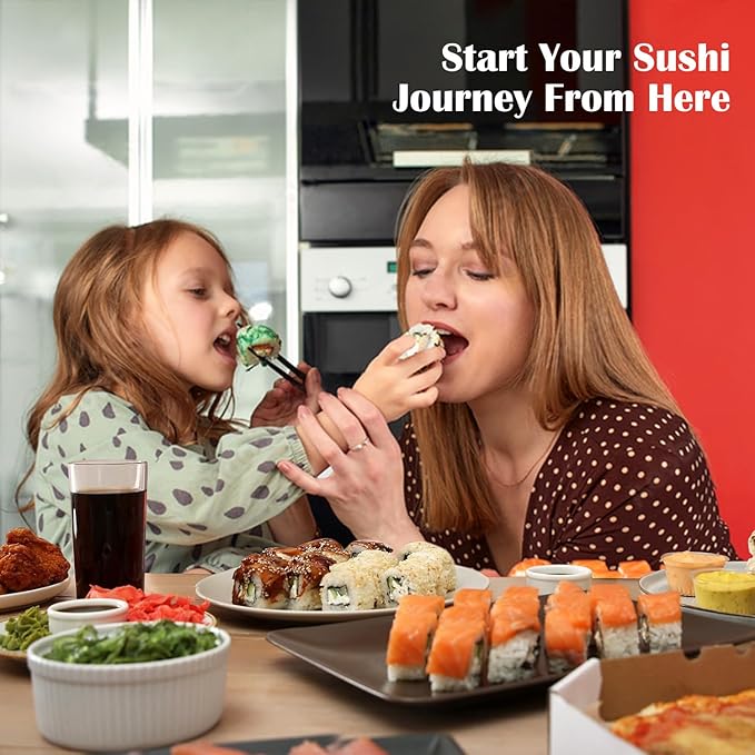 SmileTools Sushi Making Kit, Sushi Roller, Sushi Bazooka, Sushi Maker, Bamboo Sushi Rolling Mat For Beginners (White)