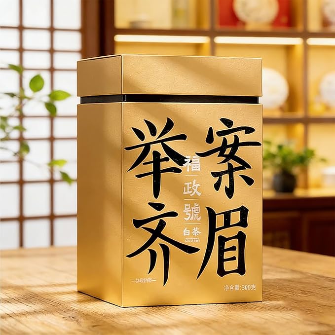 White Tea Gift Box, 2019 Harvest Organic Fermented Loose Leaf White Tea, Fuzheng Hao - Premium Elegant Packaging for Holiday Gifting & Daily Drinking