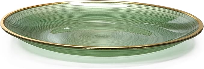 " OCCASIONS " 50 Plates Pack (25 Guests)-Wedding Party Disposable Plastic Plate Set -25 x 10'' Dinner + 25 x 7'' Salad & Dessert plates (Belize in Green & Gold)