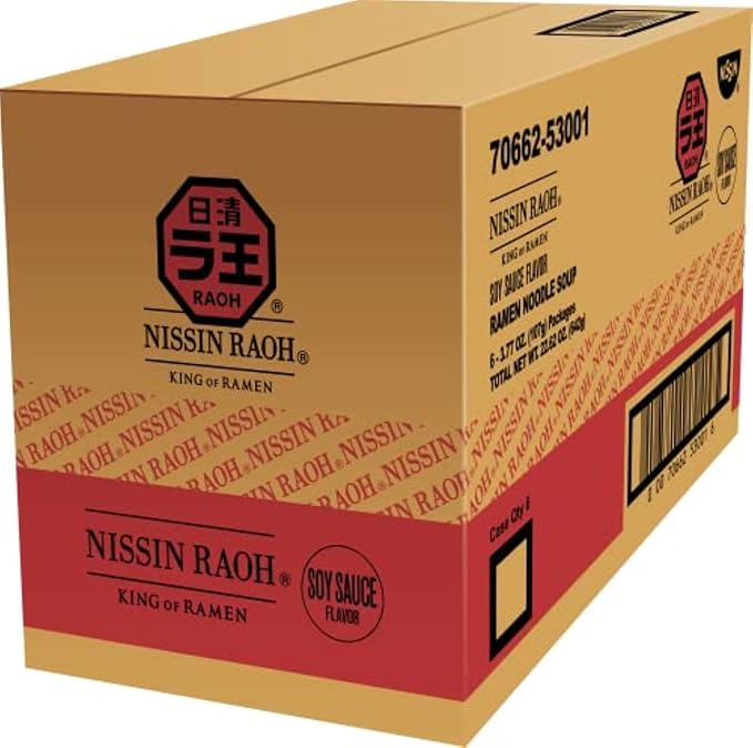 Nissin RAOH Ramen Noodle Soup, Soy Sauce, 3.77 Ounce (Pack of 6)