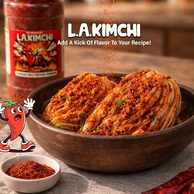 LA Kimchi Korean Red Pepper Powder, 100% Red Pepper Flakes, Coarse Ground Chili Pepper for Kimchi, Soups, Marinades & Korean Cooking, 8 oz
