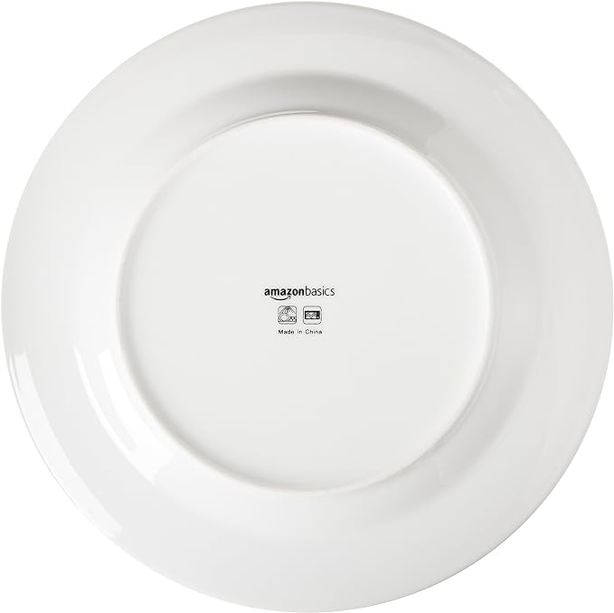 Amazon Basics 6-Piece White Dinner Plate Set, Microwave and Dishwasher Safe for Everyday Use, 10.5 inches (Pack of 2)