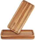Anyvape Acacia Wood Serving Trays, Set of 3 Wooden Serving Platters for Home Decor, Food, Cheese, Fruit, Vegetables, Charcuterie, Appetizer Serving Tray(11.8 x 5.1 x 0.78 inches)
