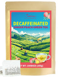 TeeLux Decaf Peach Ginger Green Tea, Mild Decaffeinated Green Tea with Spicy Ginger & Aromatic Natural Peach Flavor, 100 Count