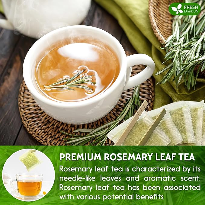 FreshDrinkUS, Premium Rosemary Herbal Tea | 40 Tea bags | 100% Natural Turmeric, Hibiscus, Ashwagandha, Goji Berry, Reishi, Cinnamon & Orange Peel – Naturally Aromatic Caffeine-Free Tea