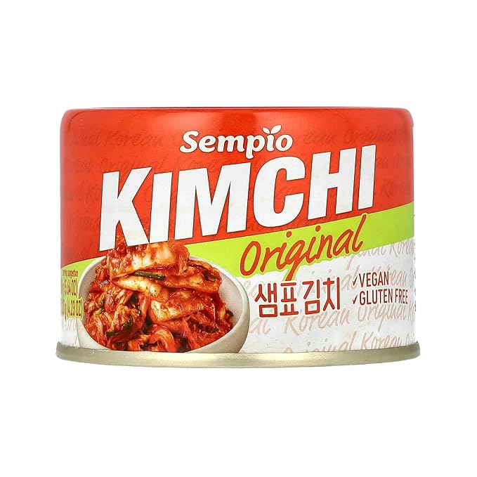SEMPIO Canned Kimchi Original – Ready-to-Eat Traditional Korean Spicy Fermented Napa Cabbage for Rice Bowls, Ramen, Eggs, Bibimbap, Grilled Meats (Pack of 1/5.64oz / 160g, Vegan, Gluten-Free)